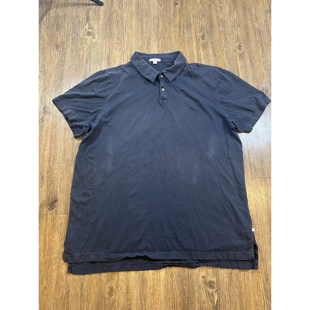 James Perse Sueded Jersey Polo Shirt Blue Size 5/XXL